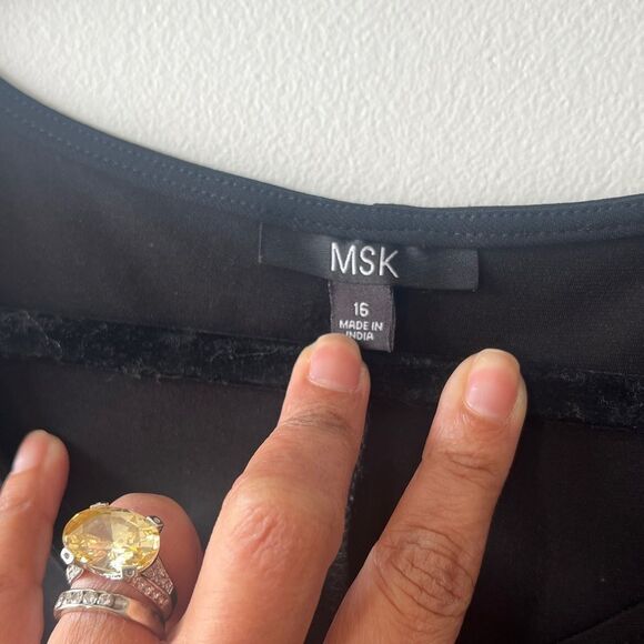 MSK BLK women’s Cut-Out Shoulders, Rhinestone Cuff, sheer sleeve Dress; Size 16 - Picture 5 of 9